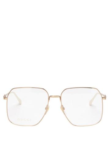 Mens Eyewear Gucci - Square Metal Glasses - Mens - Gold