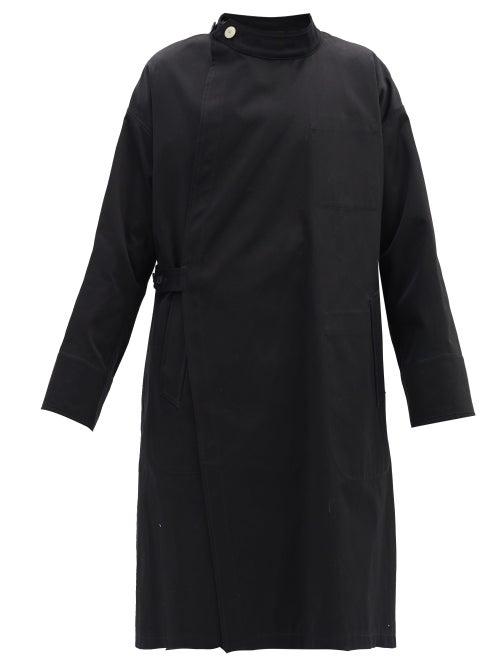 Matchesfashion.com Maison Margiela - Wraparound Cotton-gabardine Coat - Mens - Black