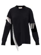 Matchesfashion.com Christopher Kane - Crystal-embellished Keyhole Wool Sweater - Womens - Black