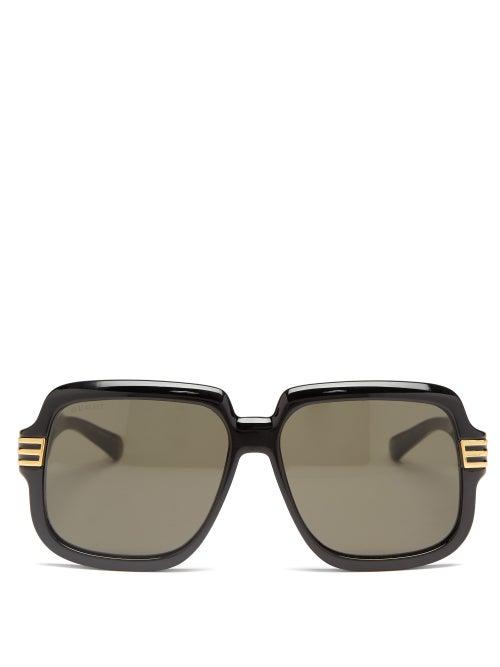 Gucci - Oversized Square Acetate Sunglasses - Mens - Black