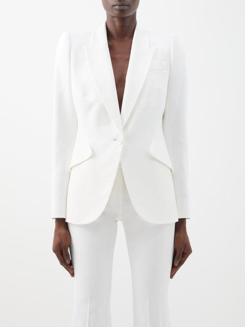 Alexander Mcqueen - Padded-shoulder Crepe Jacket - Womens - Ivory
