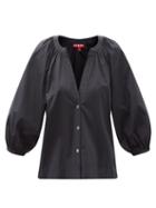 Matchesfashion.com Staud - New Dill Puff-sleeve Cotton-blend Top - Womens - Black