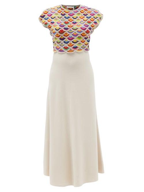 Chlo - Crocheted Cashmere-blend Dress - Womens - Beige Multi