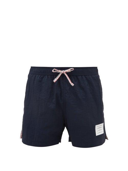Matchesfashion.com Thom Browne - Tri Colour Tab Striped Swim Shorts - Mens - Navy