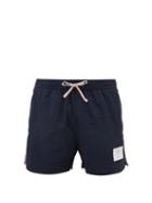 Matchesfashion.com Thom Browne - Tri Colour Tab Striped Swim Shorts - Mens - Navy