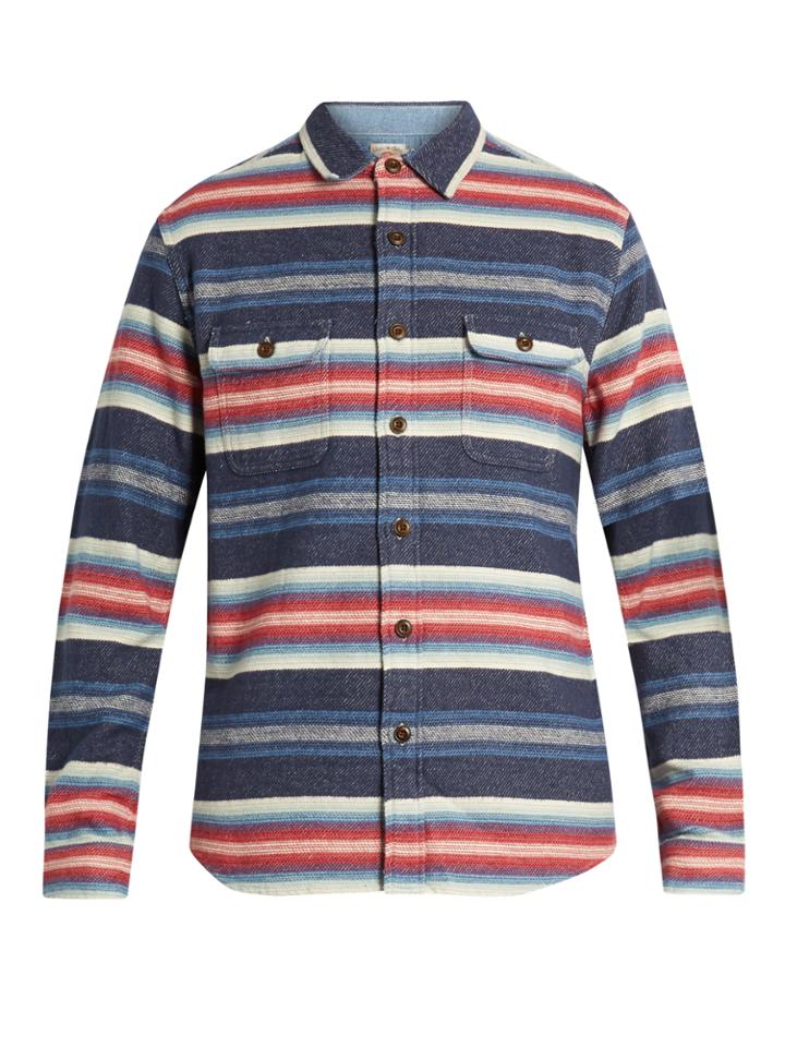 Faherty Striped Cotton-jacquard Long-sleeved Shirt