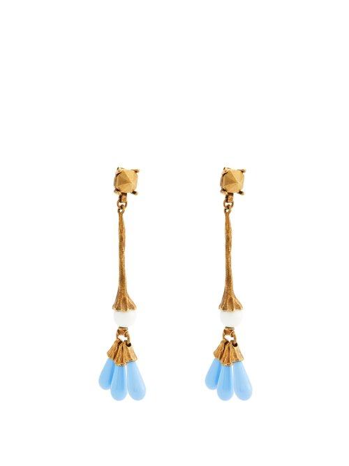 Matchesfashion.com Valentino - Bead Embellished Earrings - Womens - Blue