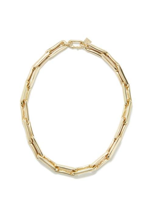 Lauren Rubinski - Large Diamond & 14kt Chain-link Necklace - Womens - Yellow Gold