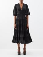 Zimmermann - V-neck Pleated Jersey Midi Dress - Womens - Black
