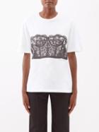 Alexander Mcqueen - Lace Corset-print Cotton-jersey T-shirt - Womens - White Black