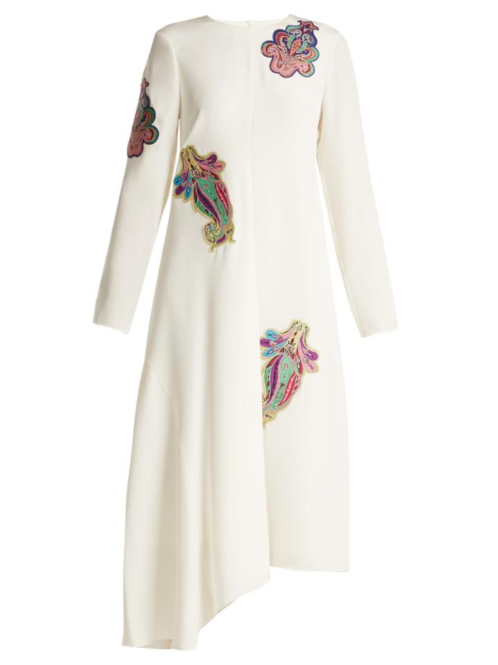 Tibi Paisley-patch Tie-back Silk Dress