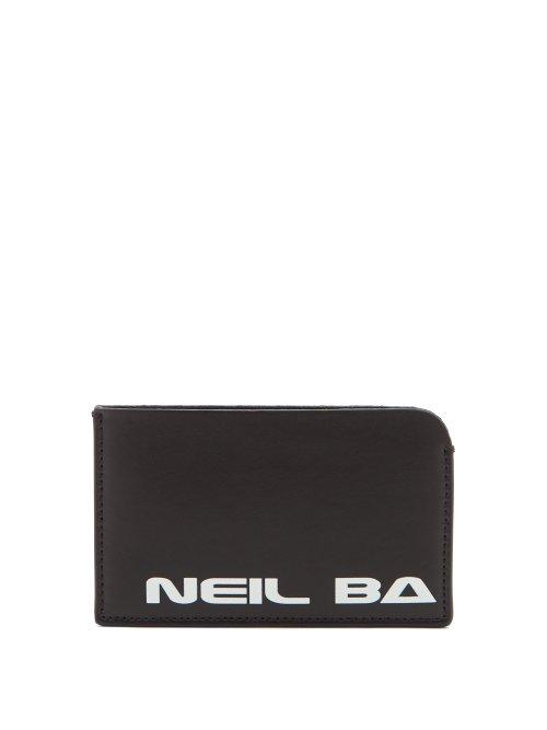 Matchesfashion.com Neil Barrett - Logo Print Leather Cardholder - Mens - Black