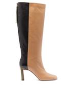 Matchesfashion.com Wandler - Isa Tri Colour Square Toe Leather Boots - Womens - Khaki Multi