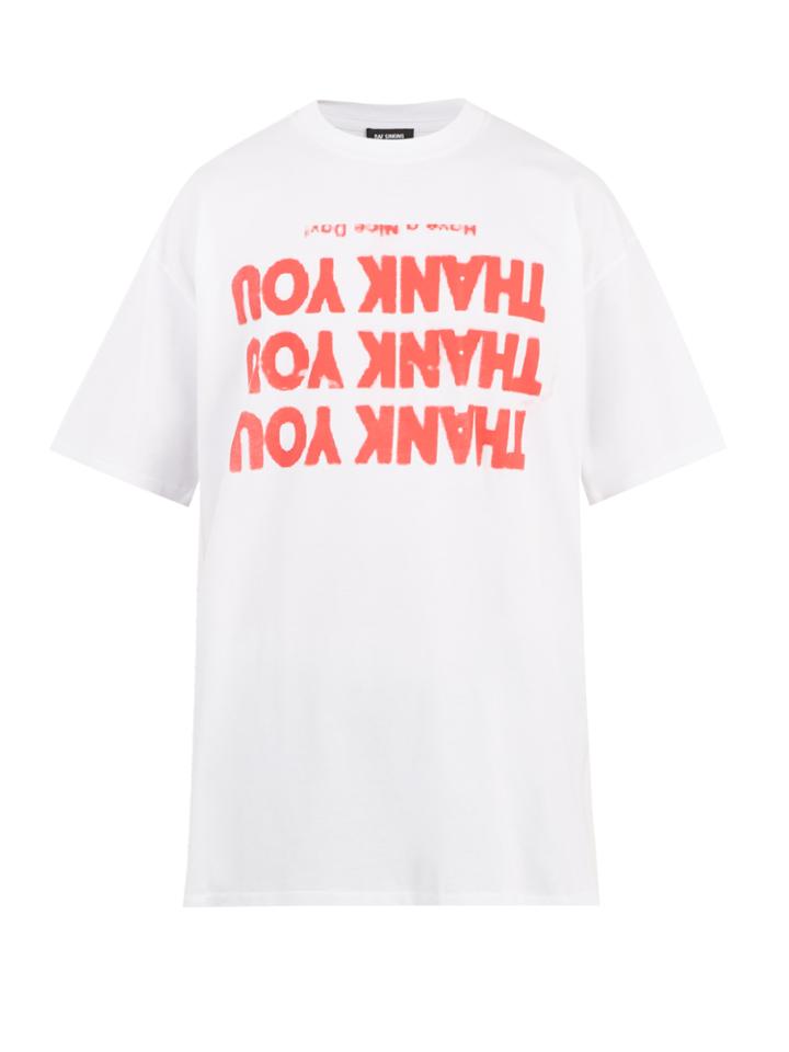 Raf Simons Thank You-print Oversized Cotton T-shirt