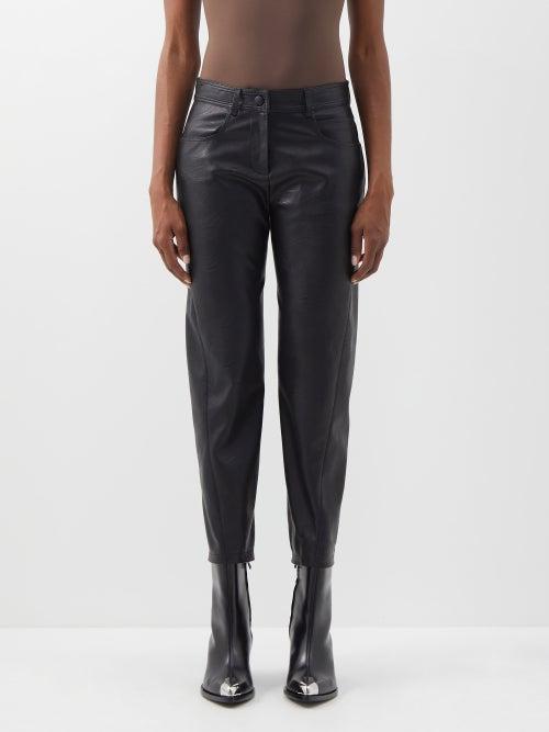 Stella Mccartney - Altermat Cropped Faux-leather Straight-leg Trousers - Womens - Black