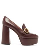 Matchesfashion.com Gianvito Rossi - Louise 70 Leather Platform Loafers - Womens - Burgundy
