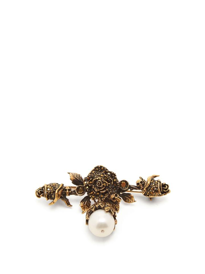 Alexander Mcqueen Faux-pearl Drop Pin Brooch