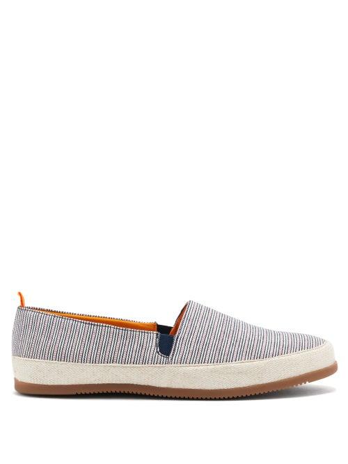 Matchesfashion.com Mulo - Striped Linen Espadrilles - Mens - Navy Multi