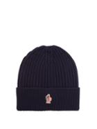 Matchesfashion.com Moncler Grenoble - Logo Embroidered Wool Beanie Hat - Mens - Blue