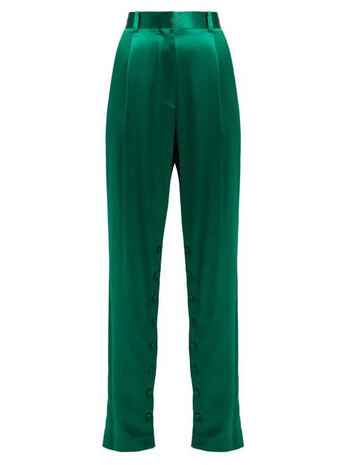 Matchesfashion.com Hillier Bartley - High Rise Silk Trousers - Womens - Green
