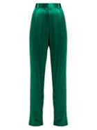 Matchesfashion.com Hillier Bartley - High Rise Silk Trousers - Womens - Green