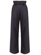 Matchesfashion.com Marni - Paperbag Waist Flannel Trousers - Womens - Navy