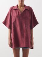 Raey - Patch-pocket Linen Smock Top - Womens - Dark Pink