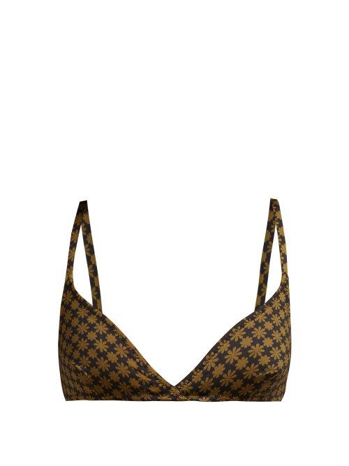 Matchesfashion.com Dodo Bar Or - Jenna Floral Print Bikini Top - Womens - Black Green