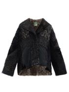 By Walid - Malika Vintage Victorian Silk And Shearling Jacket - Womens - Black