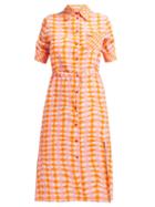 Matchesfashion.com Altuzarra - Vittoria Gingham Silk Shirtdress - Womens - Orange Multi