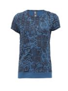 Matchesfashion.com Adidas By Stella Mccartney - Snake-print Technical Jersey T-shirt - Womens - Blue Print