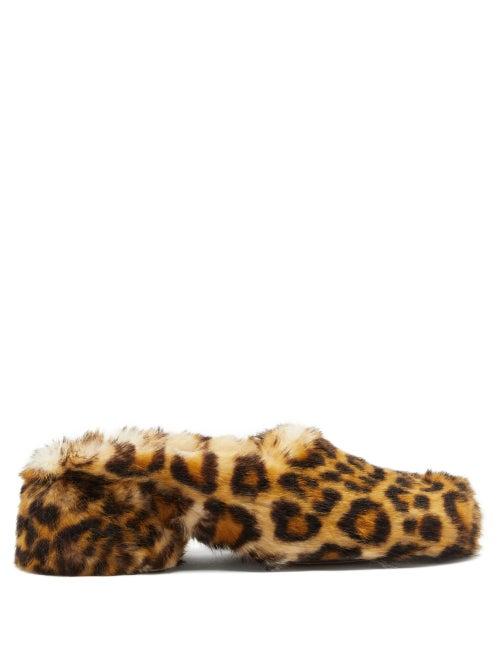 Matchesfashion.com Maison Margiela - Tabi Split-toe Leopard-print Faux-fur Mules - Womens - Leopard