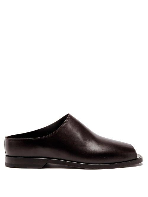 Lemaire - Peep-toe Leather Mules - Womens - Brown