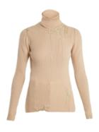 Matchesfashion.com Hillier Bartley - Darning Detail Roll Neck Cashmere Sweater - Womens - Gold