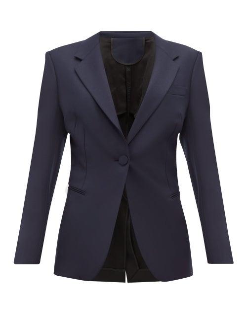 Matchesfashion.com Petar Petrov - Janis Single Breasted Contrast Back Wool Blazer - Womens - Black Navy