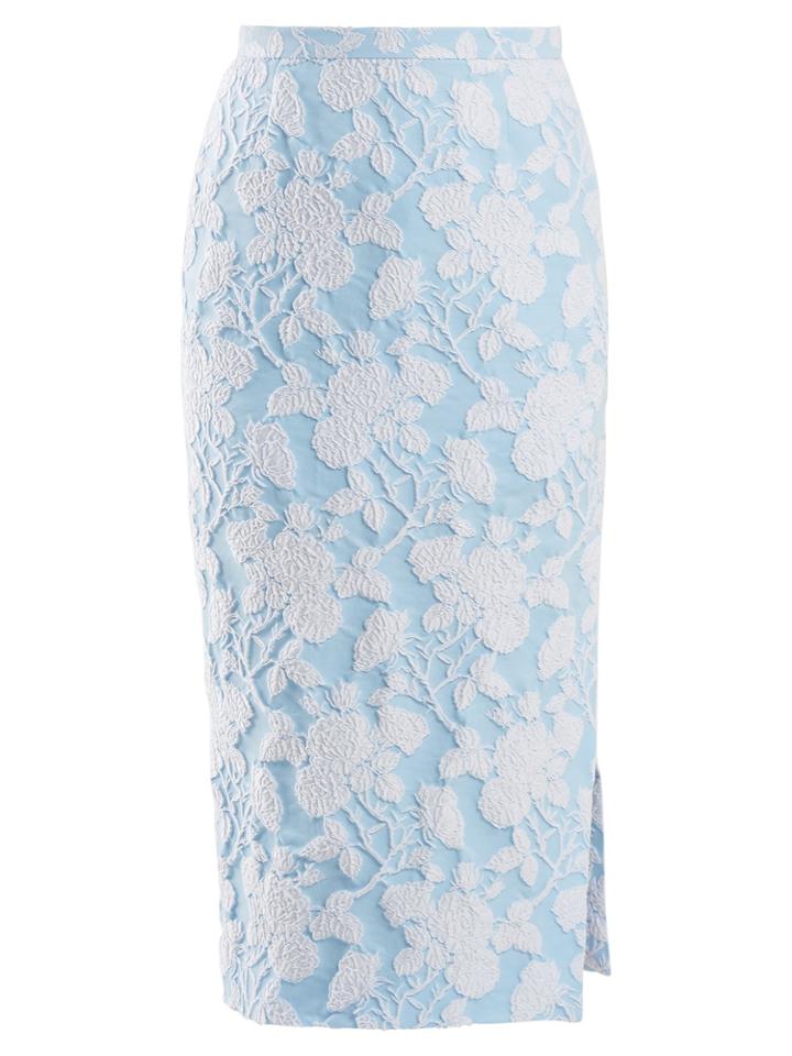 Rochas Floral Jacquard Pencil Skirt