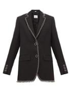 Matchesfashion.com Burberry - Ring Embellished Single Breasted Wool Blazer - Womens - Black