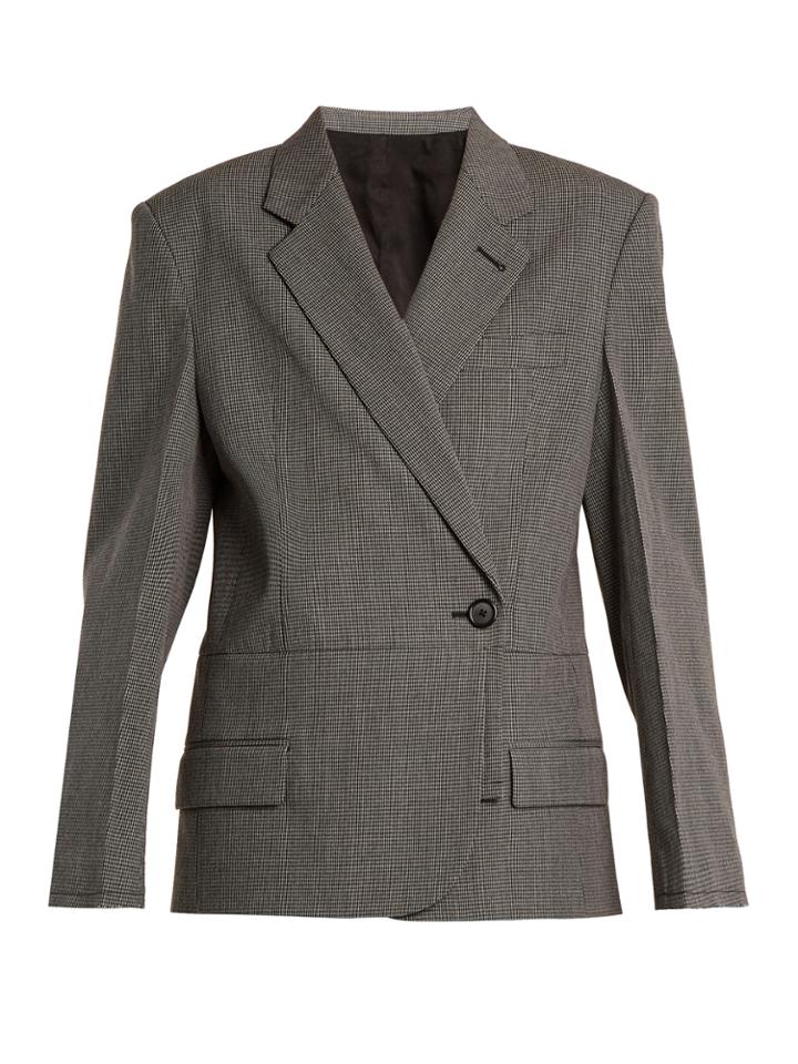 Helmut Lang Deconstructed Hound's-tooth Stretch-wool Blazer