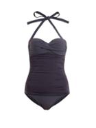 Matchesfashion.com Heidi Klein - Body Ruched Bandeau Swimsuit - Womens - Dark Grey