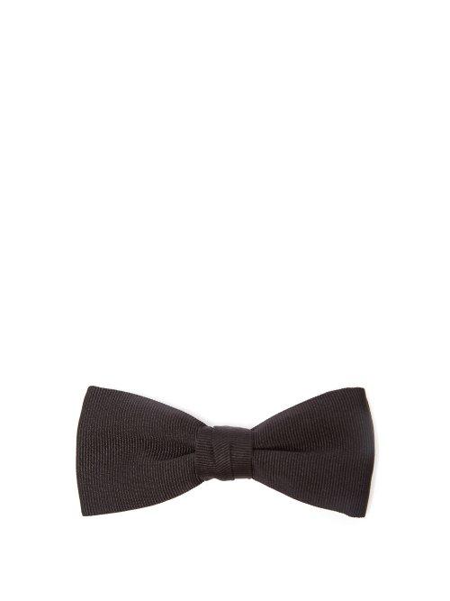 Matchesfashion.com Saint Laurent - Textured Silk Bow Tie - Mens - Black