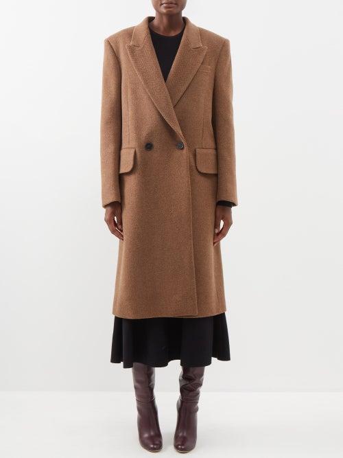 Stella Mccartney - Double-breasted Herringbone Wool Coat - Womens - Brown