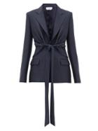 Matchesfashion.com Gabriela Hearst - Grant Knotted Wool-blend Piqu Suit Jacket - Womens - Navy