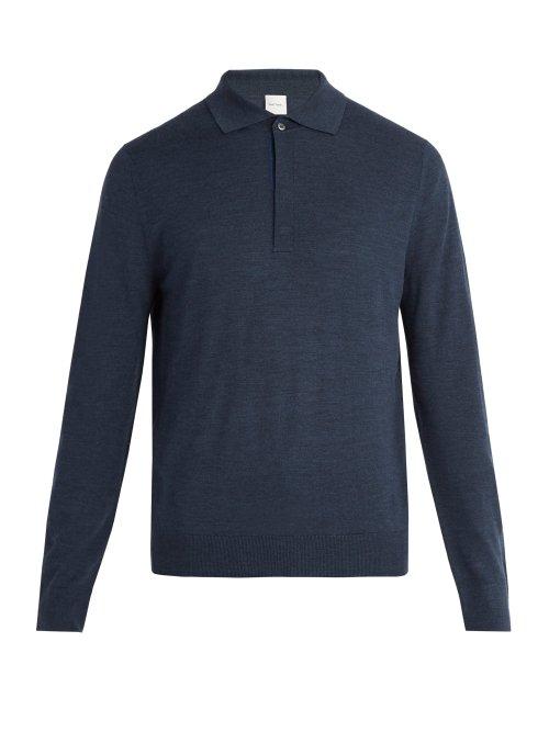 Matchesfashion.com Paul Smith - Fine Knit Wool Polo Shirt - Mens - Navy