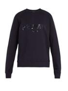 Matchesfashion.com Balmain - Logo Print Cotton Jersey Sweatshirt - Mens - Blue