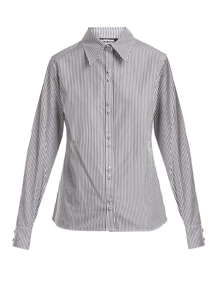 Rockins Classic Point-collar Striped Cotton Shirt