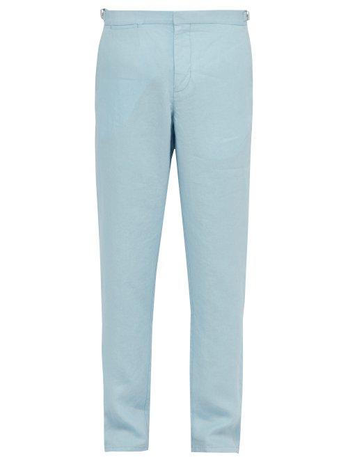 Matchesfashion.com Orlebar Brown - Griffon Slim Leg Linen Trousers - Mens - Light Blue