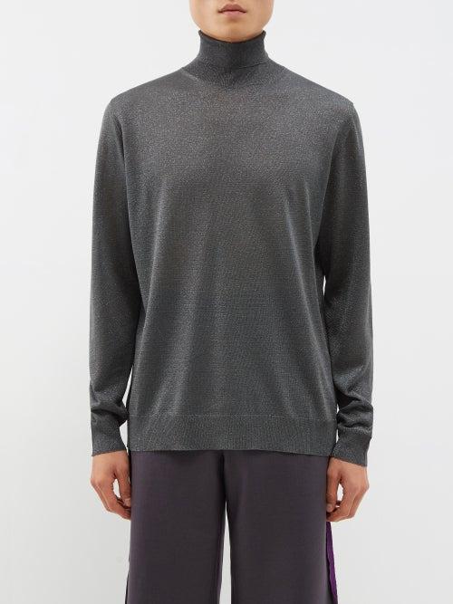Etro - Metallic Rollneck Sweater - Mens - Grey