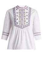 Matchesfashion.com Talitha - Willow Embroidered Cotton Top - Womens - Ivory