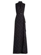 Elie Saab V-neck Polka-dot Print Silk-georgette Gown