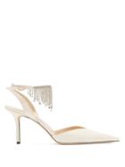 Matchesfashion.com Jimmy Choo - Birtie 85 Crystal-embellished Leather Sandals - Womens - Cream